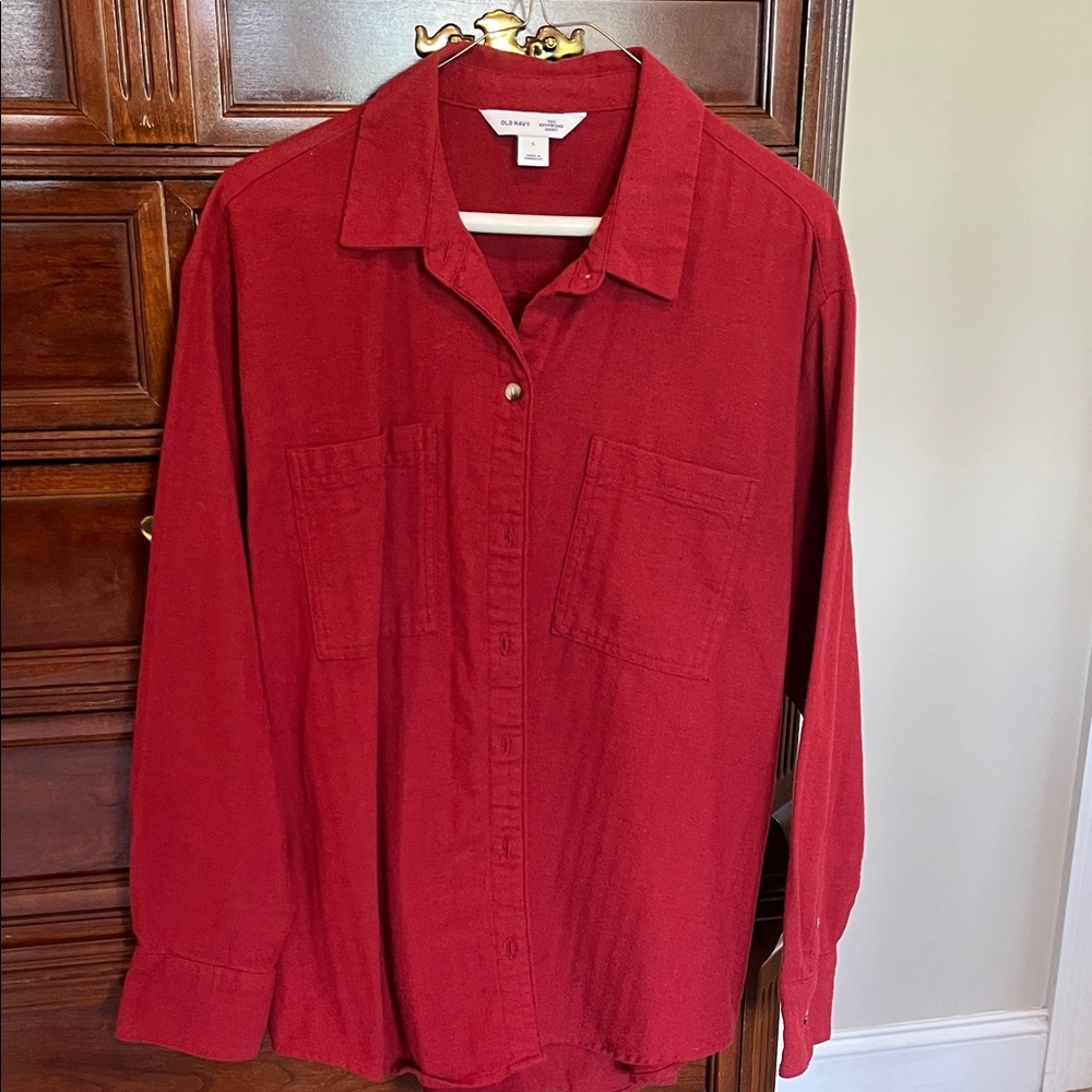 Red Button-Up flannel Shirt
